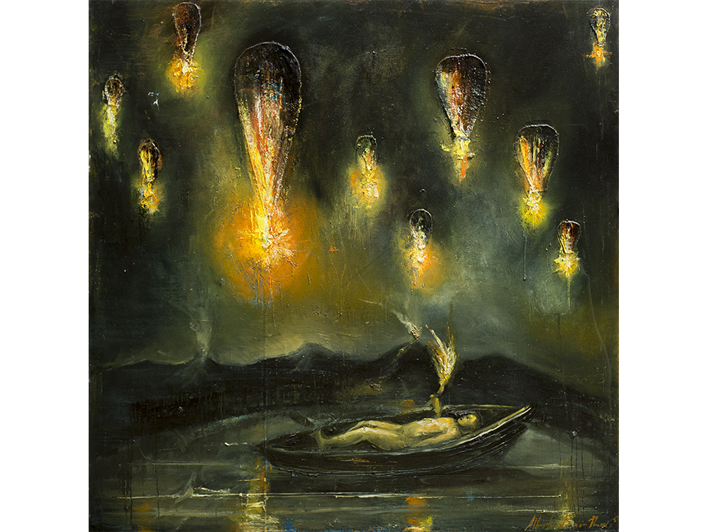 20 El fuego soñado, 2015, óleo sobre tela, 120 x 120 cm PORTADA