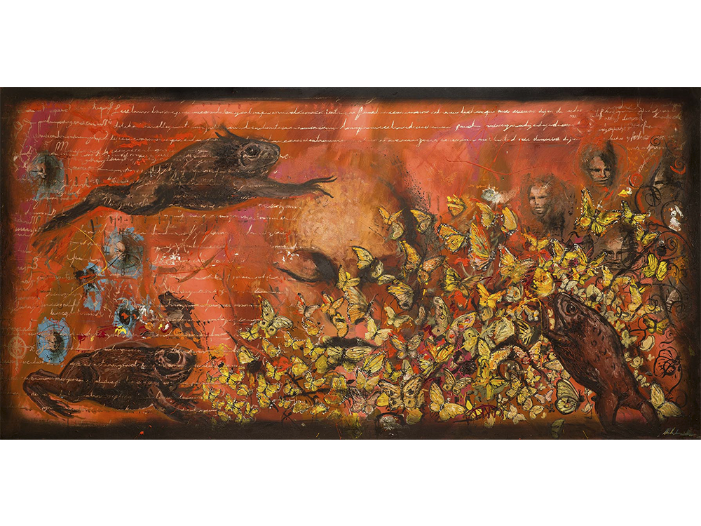118 Poema de mariposas, óleo sobre tela, 200 x 400 cm 