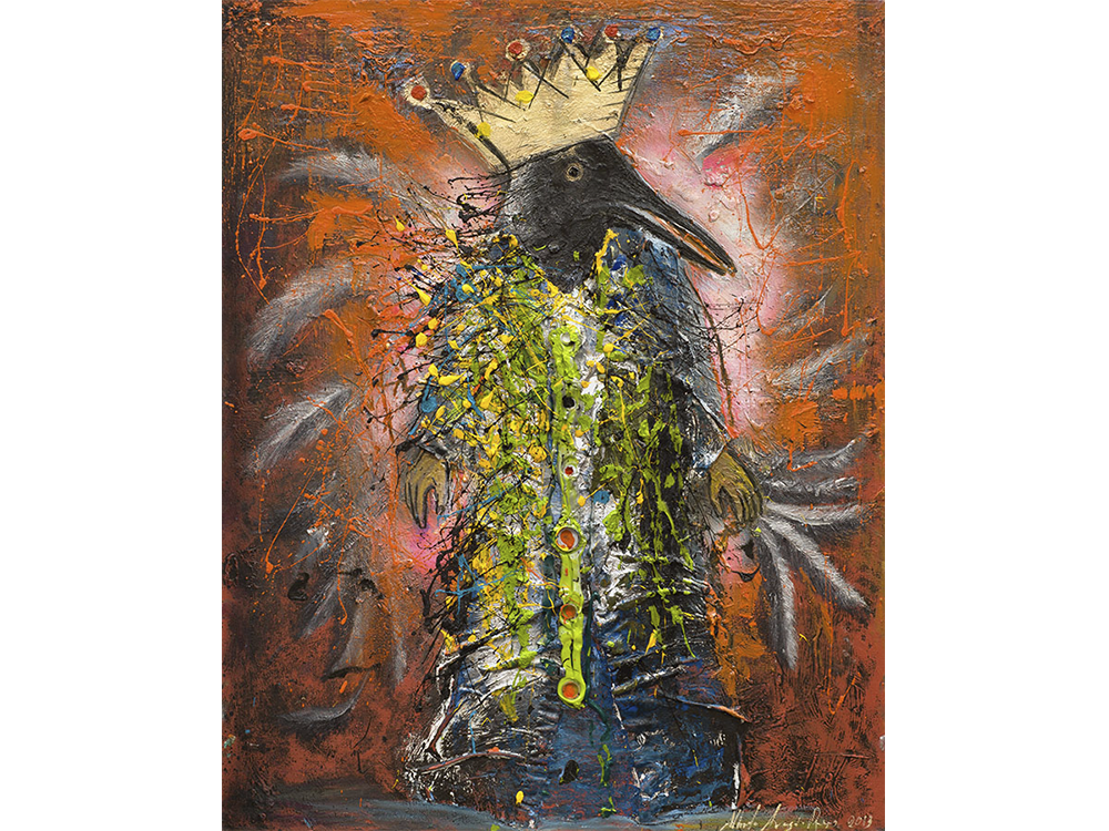 76 Espantapájaros El rey, óleo sobre tela, 100 x 80 cm 